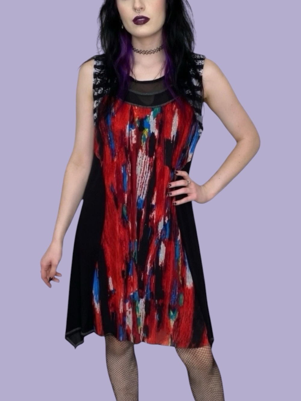 Papa Vancouver Vintage 1990s Whimsy Multicolor Sleeveless Mini Dress